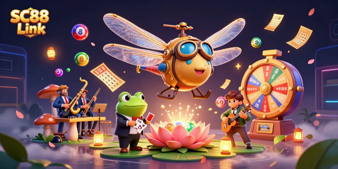 Dive into the excitement at SC88 Link featuring captivating casino characters amidst vibrant game elements.