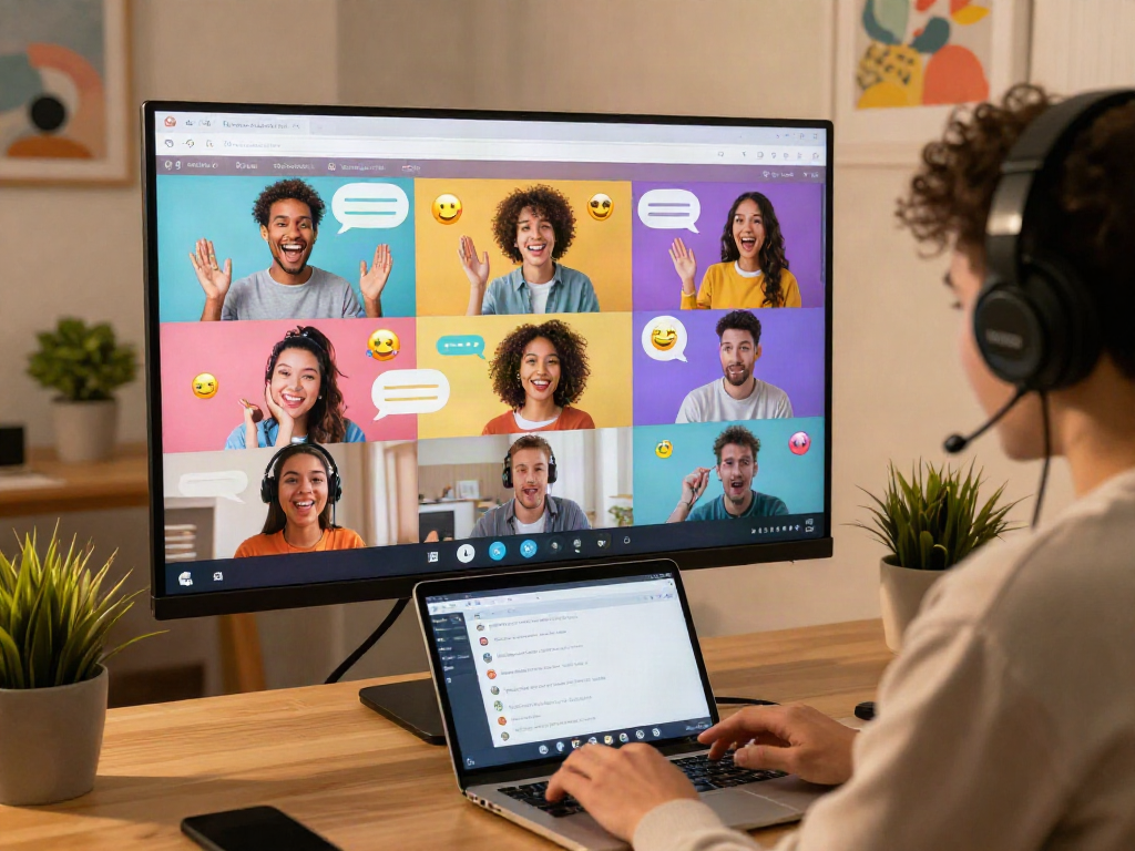 Engaging digital chat room scene showcasing porn chat ai interactions with users enjoying flirty exchanges and playful banter.