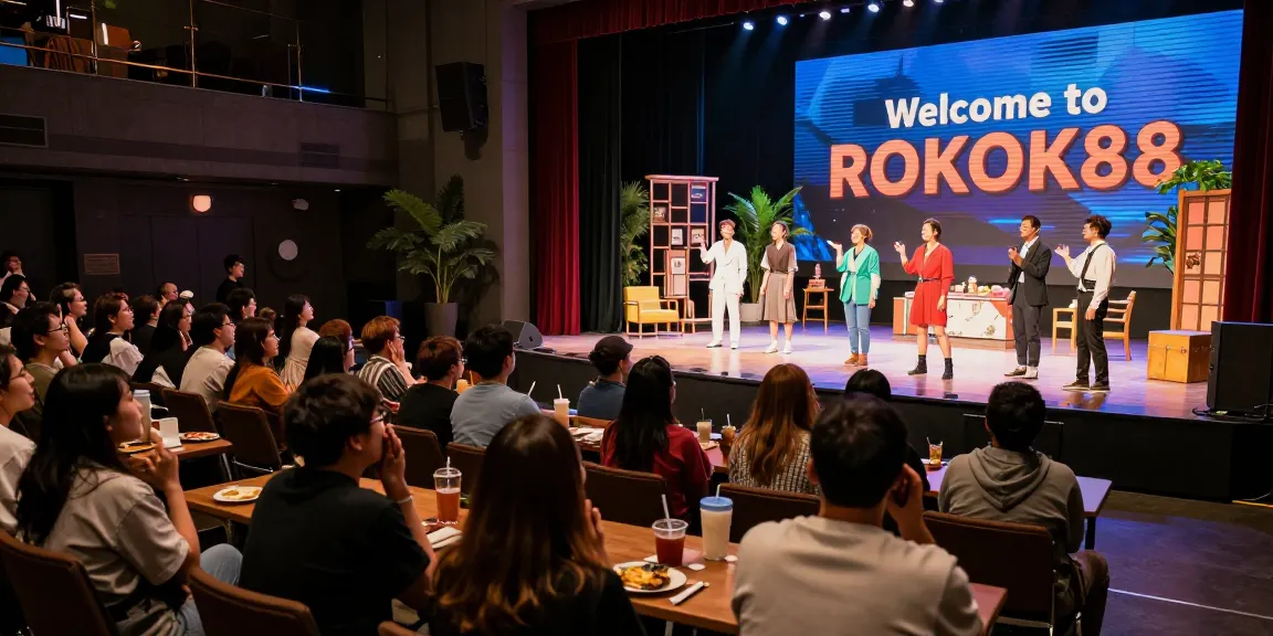 Engaged audience enjoying a modern theatre performance at ROKOK88, showcasing performing arts community.