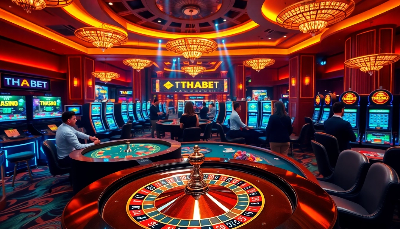 Players enjoying THABET gaming with poker chips and roulette for high stakes excitement.
