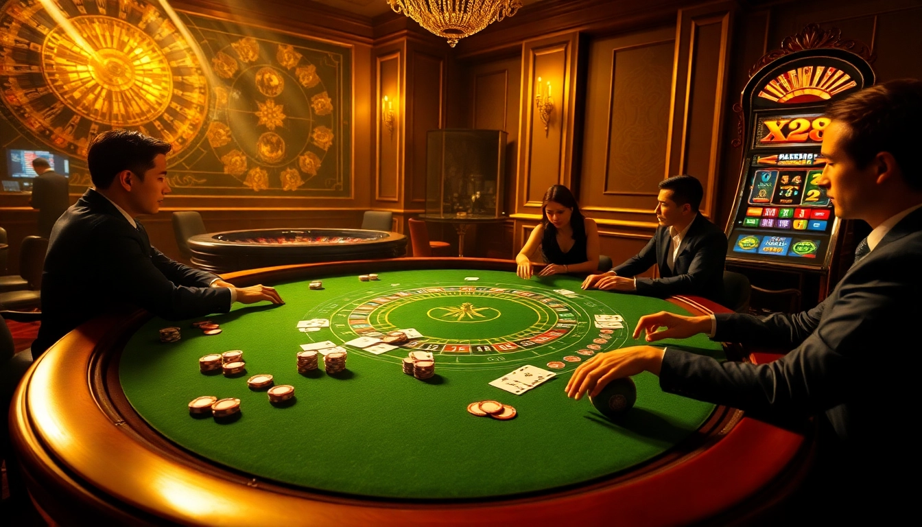 Gamblers at a baccarat table showcasing strategic plays and excitement at XX88 casino.