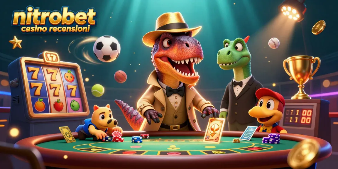 Immagine creativo di nitrobet casino recensioni con un velociraptor e casinò elementi vibranti.