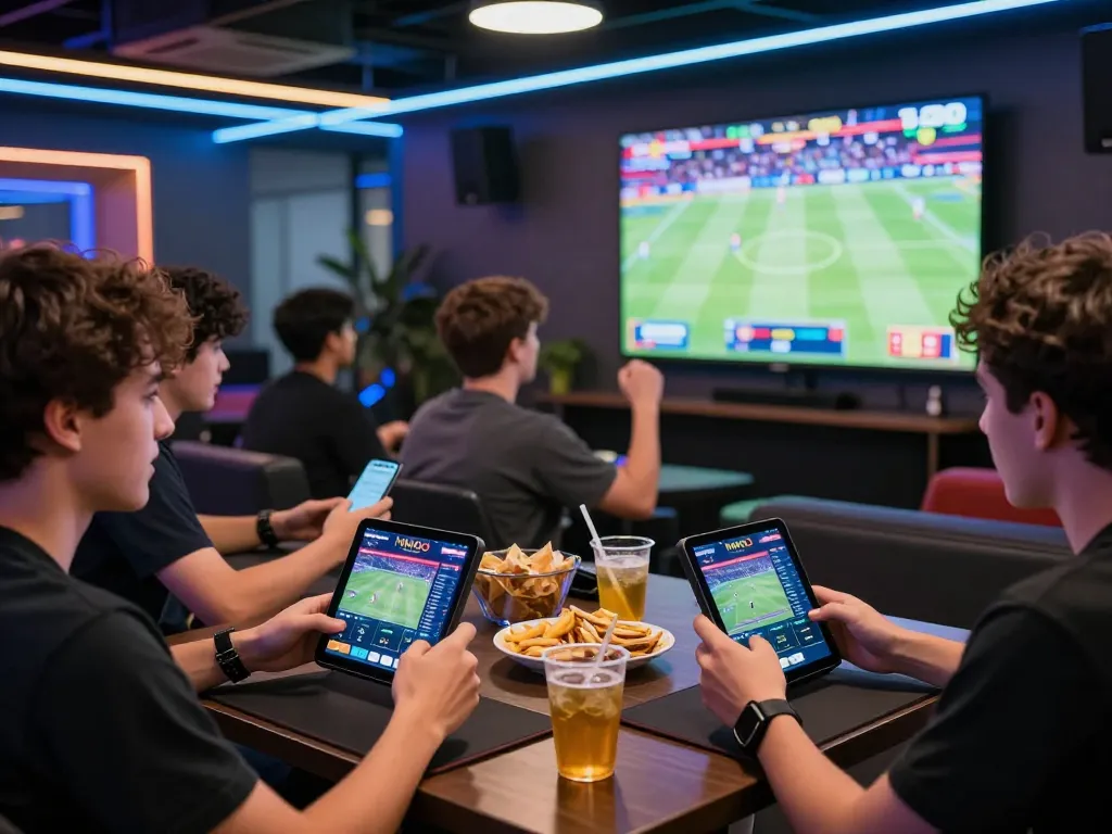 MMOO online betting players excitedly engaging in live sports events and interactions.