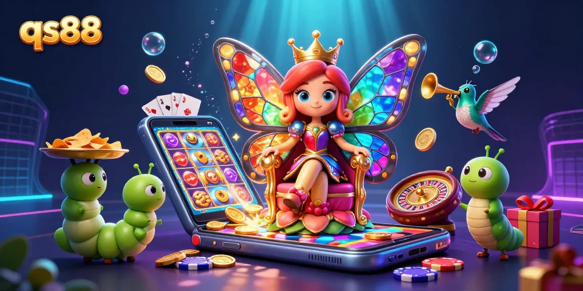 Experience thrilling gaming action at qs88 with vibrant illustrations of slots and casino elements.