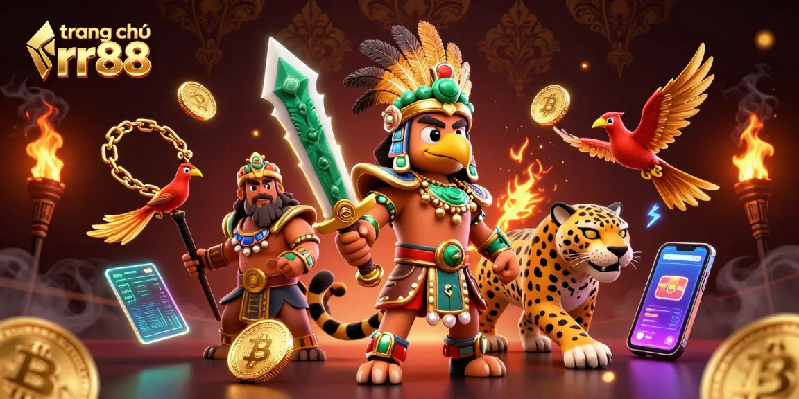 Experience the dazzling world of gaming on trang chủ rr88 with vibrant characters and crypto-themed elements.