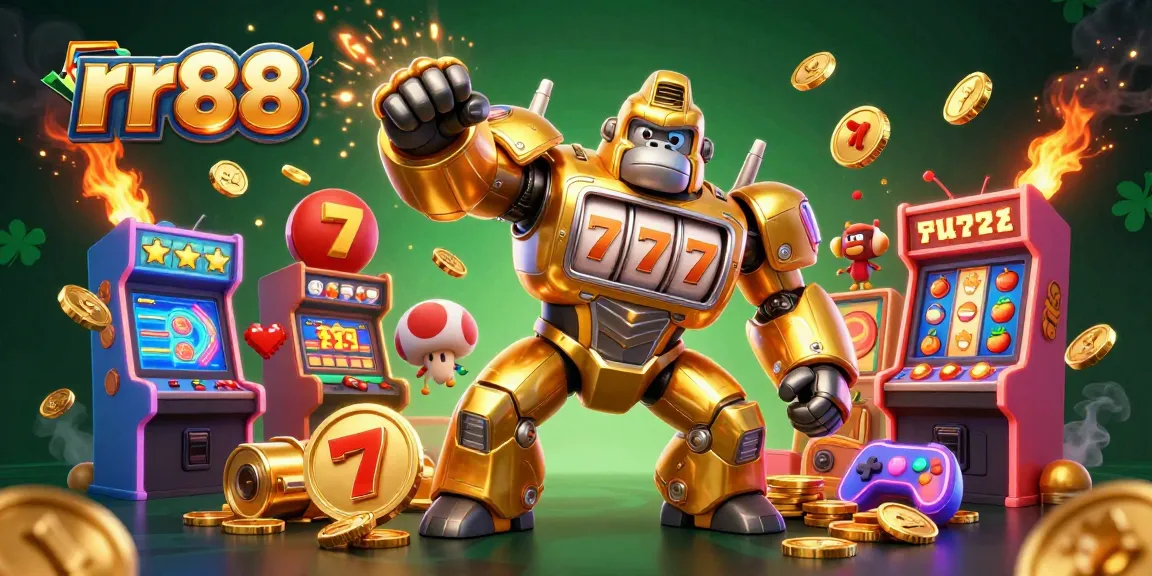 Experience thrilling action with rr88's golden gorilla mech and slot game excitement!