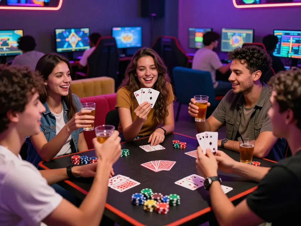 Friends enjoying a thrilling game night at 789 club atmosphere with vibrant colors and lively interactions.