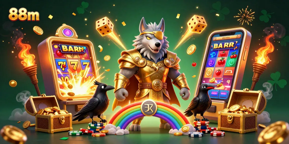 Experience thrilling jackpots with 88m's vibrant casino scene filled with game elements and rich details.