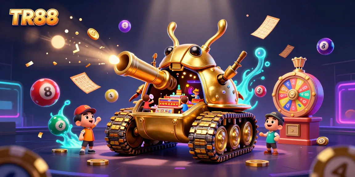 Engage in exciting games at TR88 with vibrant casino tank scene featuring lottery and gaming elements.
