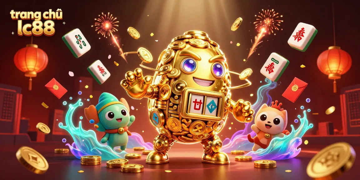 Experience excitement at trang chủ lc88 with a golden golem surrounded by festive casino elements and rich visuals.