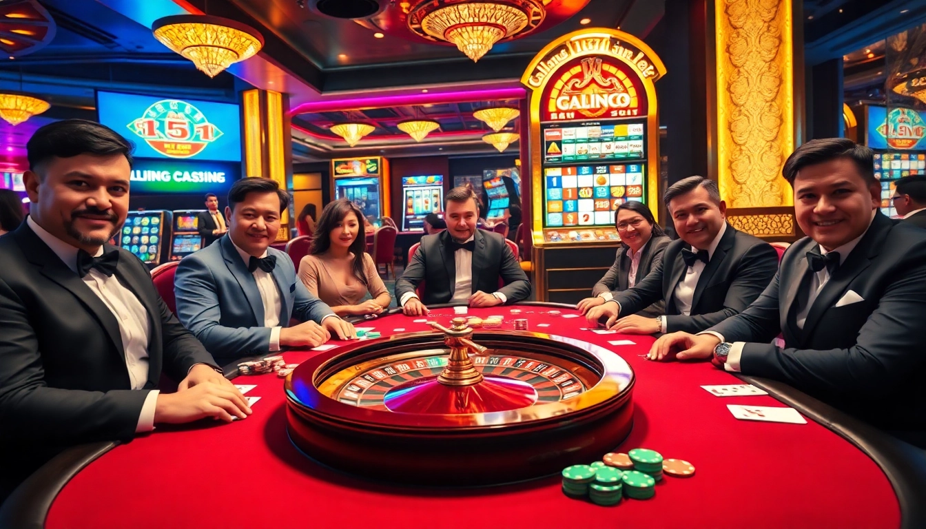Experience the thrill of betting at Lương Sơn TV, showcasing a lively poker game in a luxurious casino.