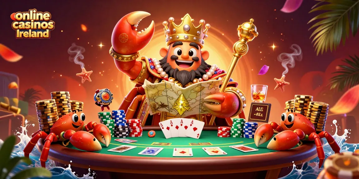 Experience excitement with online casinos Ireland, featuring vibrant casino details and a golden crab emperor.
