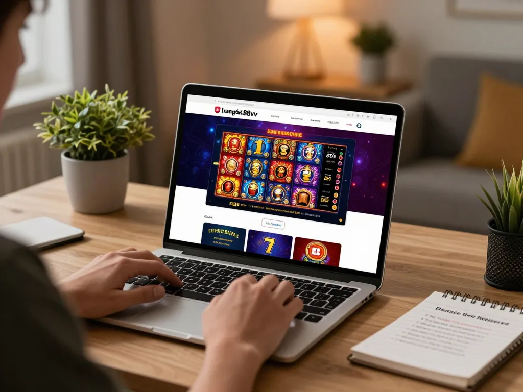 Engaging scene on trang chủ 88vv showcasing a player immersed in online casino gaming with vibrant visuals.