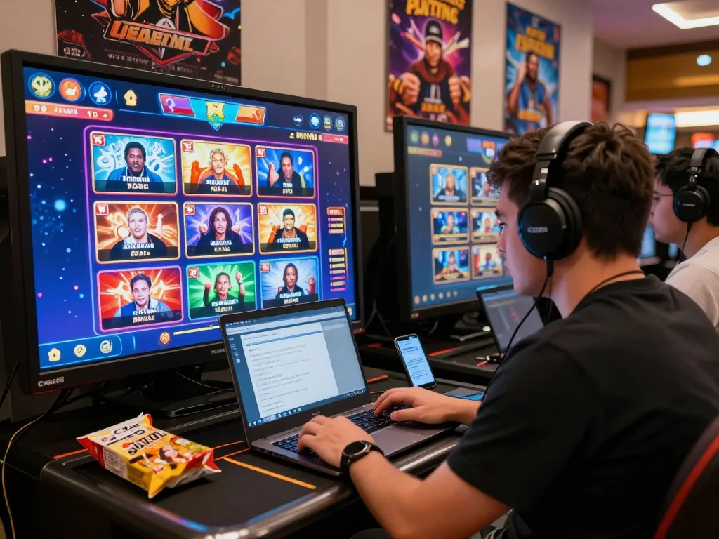 Tải sun win - Engaging online gaming scene showcasing vibrant casino games and intense player focus.