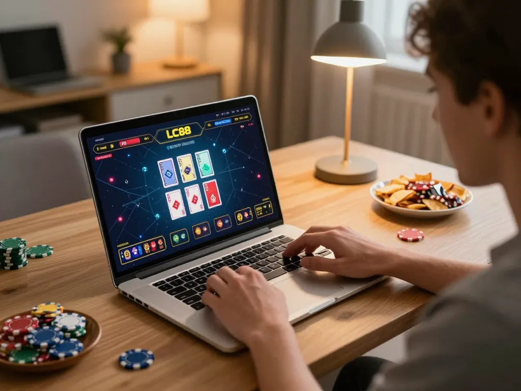 Player using the LC88 app to strategize their online gambling experience.