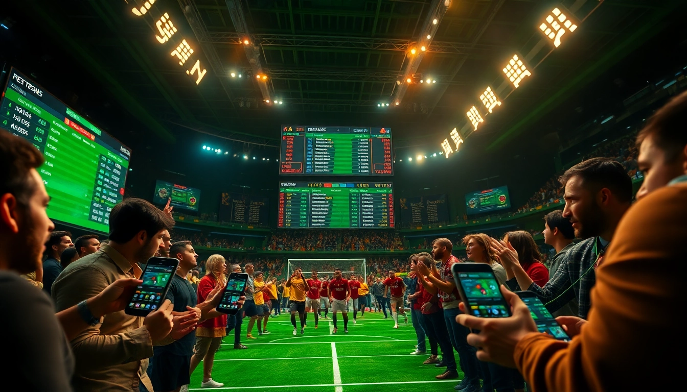 Engaging scene of sports betting with kèo nhà cái 5, showcasing real-time odds and betting excitement.