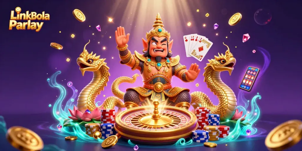 Experience the excitement at Link Bola Parlay with vibrant 3D casino action and animated gaming elements.