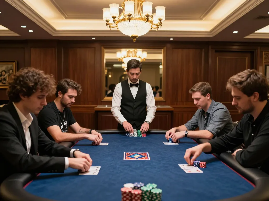 Exciting poker game showcasing strategic play at YOU789 in a luxurious casino setting.