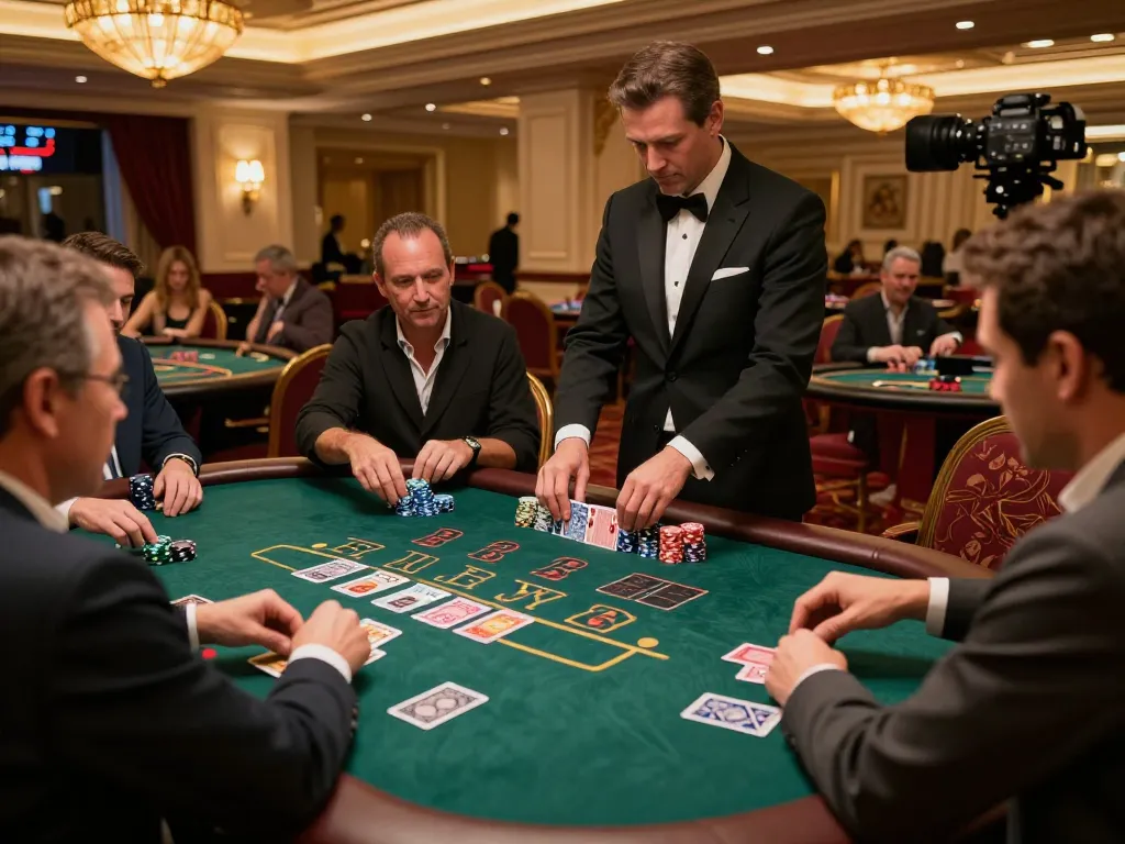 Players enjoying a thrilling game of blackjack at VA 88's luxurious casino floor, vibrant atmosphere.