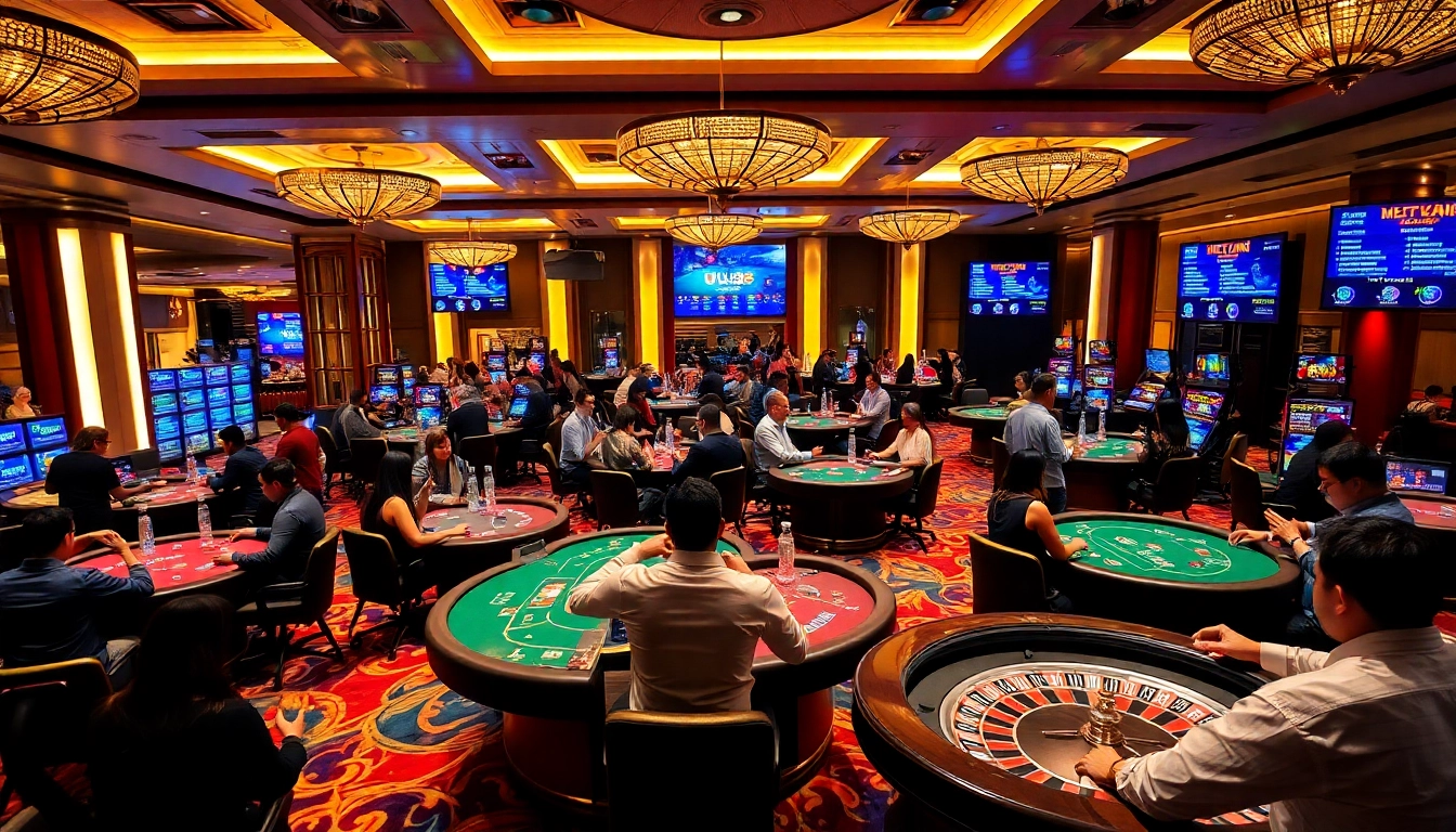 Players enjoying thrilling games at UU88, capturing excitement at the casino tables.